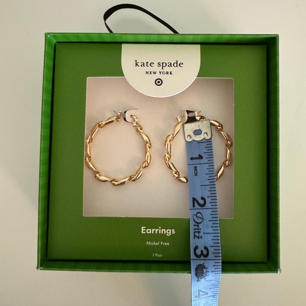 Kate Spade x Target Metal Ribbon Gold Hoop Earrings NWT - Picture 4 of 7